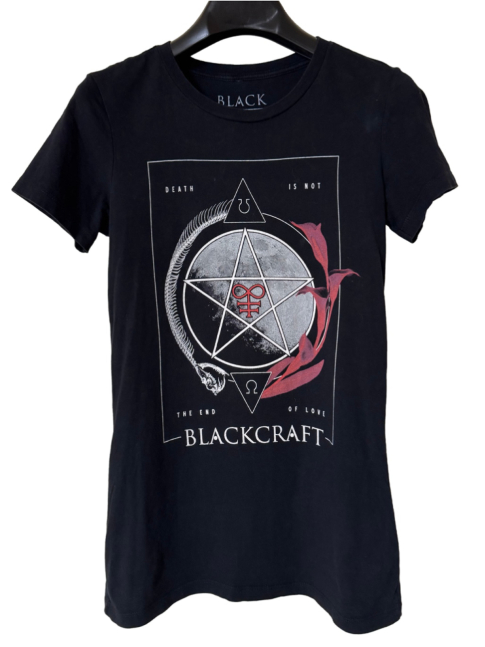 Blackcraft Cult Women’s Black Death Is Not The End of Love Graphic Shirt Sz S/M